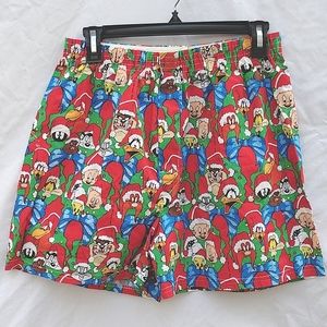 Vintage Looney Tunes Christmas boxer shorts,L, Red snowflake boxers, silky, sz L